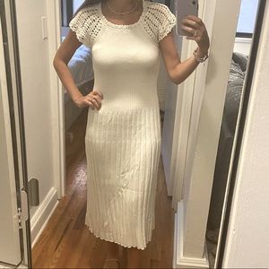 White knit and crochet midi Rebecca Taylor dress size small
